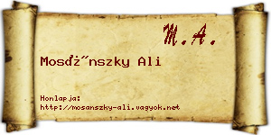 Mosánszky Ali névjegykártya